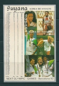 SELLOS GUYANA 1988 HB BORDE PLATEADO GANADORES OLIMPIADAS  BARCELONA 92 - Bild 1 von 1