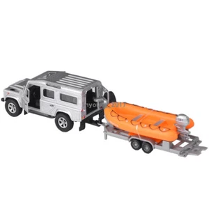 Land Rover Defender with Rescue Boat Trailer Model Toy Car Diecast Toy Vehicle - Picture 1 of 5