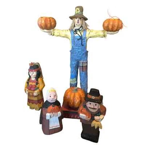 Halloween Fall Thanksgiving Creepy Hollow Midwest wood Scarecrow Candle Holders - Picture 1 of 13