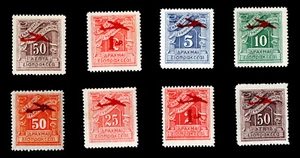 Vecchi francobolli greci con aerei sovrastampa nuovi di zecca, anni: 1938 - 1941 - Foto 1 di 10
