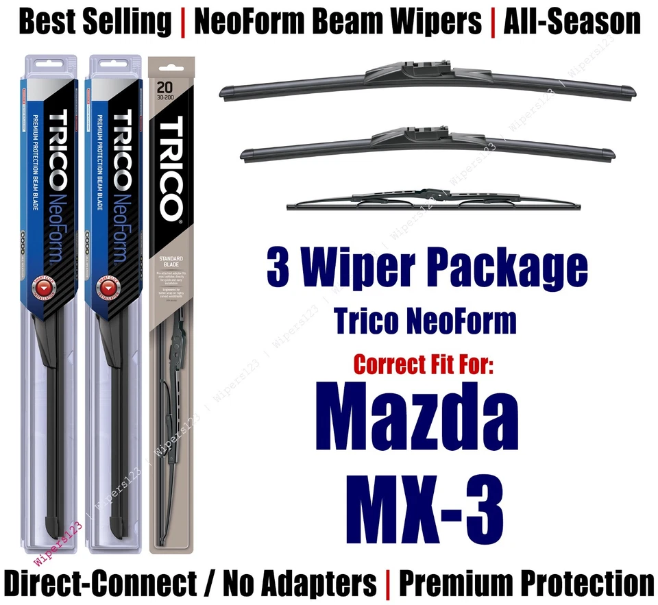 3pk Super-Premium NeoForm Wipers fit 1992-1996 Mazda MX-3 16210/180/30210 Foto 1 de 1