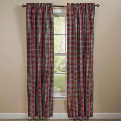 Wilderness Lined Panel Pair 84" curtains, 72X84, PARK DESIGNS, red & black plaid - Image 1 of 2