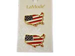 Red, White, Blue USA Metal Buttons x 2 Pieces La Mode Shank American Flag B37 - Picture 1 of 4