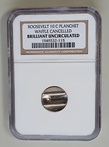 Dime Planchet WAFFLED by US MINT NGC BU - Picture 1 of 2