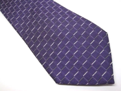 Corbata de seda tejida cuadrada a cuadros púrpura Armani Collezioni hecha en Italia 3,25" Foto 1 de 4