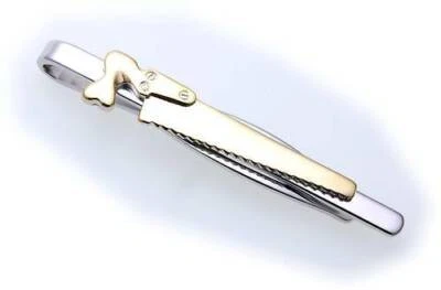 Cravatta Sega Vero Argento 925 IN Parte Placcato Oro Argento Sterling Qualità - Immagine 1 di 2