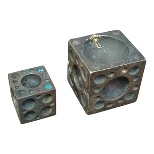 Antiguo sello/sello/tinte troquel de joyería cuadrado de dados raros de metal campana antigua de colección - Imagen 1 de 11