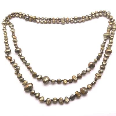 Colar longo feminino verde amarelo multicolorido tingido pérola genuína 48" - Imagem 1 de 4