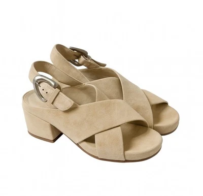Sandálias Aerosoles Chrystie salto bloco fivela – Camurça bege – Tamanho 8.5 - Imagem 1 de 4