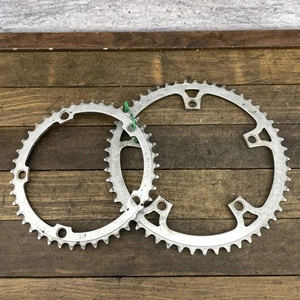Vintage Sugino M-Type Chainring Set 53/42T 5-Bolt 144 BCD Japan Silver Road Pair - Picture 1 of 9