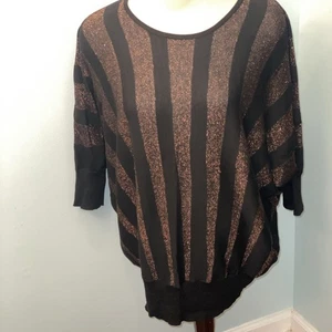 Lane Bryant Damen Gr. 22/24 schwarz & gold metallic Strick schimmernder Pullover Neu mit Etikett - Bild 1 von 10