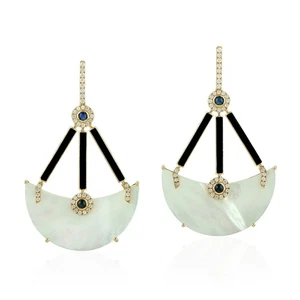 33,55 Pendientes colgantes de perlas naturales Joyería de esmalte de diamante... - Imagen 1 de 6