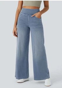 Pantalones de mezclilla elásticos de pierna ancha holgados varios bolsillos cintura alta Halara Flex L nuevos con etiquetas - Imagen 1 de 12