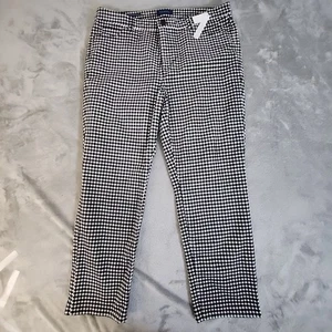 Pantalones Talbots Mujer 16P Negro Blanco Guinga Cuadros Terciopelo Cintura Alta Rectos  - Imagen 1 de 7