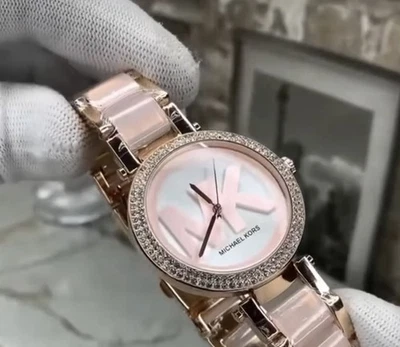 MICHAEL KORS LAURYN WOMENS WATCH MK3716 GOLD STAINLESS STEEL CRYSTALS GENUINE - Image 1 of 4