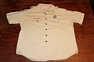 Camisa para hombre Boy Scouts of America BSA bronceada 2X-grande XXL parche cosido tinta en el bolsillo Foto 1 de 4