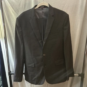 NEW EXPRESS CHARCOAL SLIM PERFORMANCE MODERN TECH SUIT JACKET AND PANTS - Picture 1 of 10