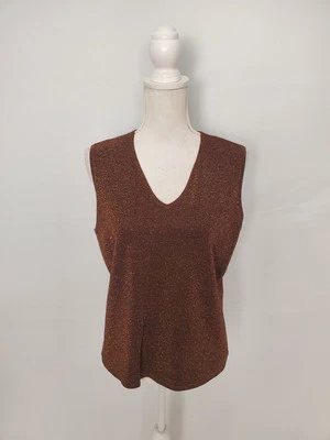 Top Laura Ashley marrón sin mangas cobre metálico brillante grande para mujer Foto 1 de 4