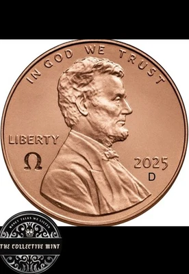 2025~P & D Lincoln Penny Set~1¢ OMEGA Ω Counterstamp~Orders Will Go Out 12/3/25 - Image 1 of 3