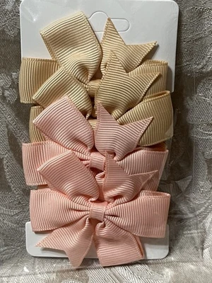 Juego de pasadores de pelo de cinta de grosgrain con clip de moño de coral y bronceado para niñas pequeñas Foto 1 de 3