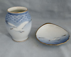 Two Pieces of Bing & Grondahl Seagull - Miniature Vase #671 & Oyster Dish #200