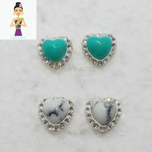 Orecchino Lobo  Argento  Cristalli Milleluci  Cuore Bianco o Turchese  - Bild 1 von 8