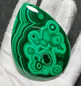 AAA 62.2G Natural Polished Malachite Pear Cabochon Gemstone Congo Africa YWD137 - Picture 1 of 12