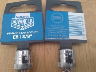 2 X Halfords Advanced 3/8" Drive E8 E-Torx Socket TWO - Image 1 of 3