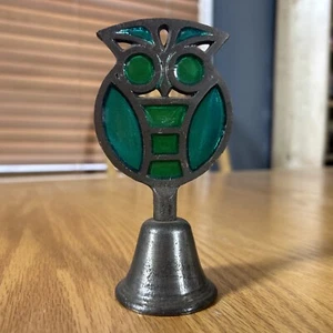 Vintage Bell Stained Glass Sun Catcher Owl Bird 5" Tall - Picture 1 of 13