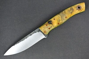 Fiddleback Forge Ladyfinger by Andy Roy .13 " A2 Blade, Full Box Elder Borl Wood - Picture 1 of 13