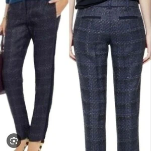 TORY BURCH glasierte Tweedhose Gr. 4 marineblau gefüttert knöchellang authentisch - Bild 1 von 16