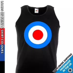 Mens Mod 60's Music Subculture Mods Vest - Regalo Tank Top Target Stampato - Foto 1 di 8