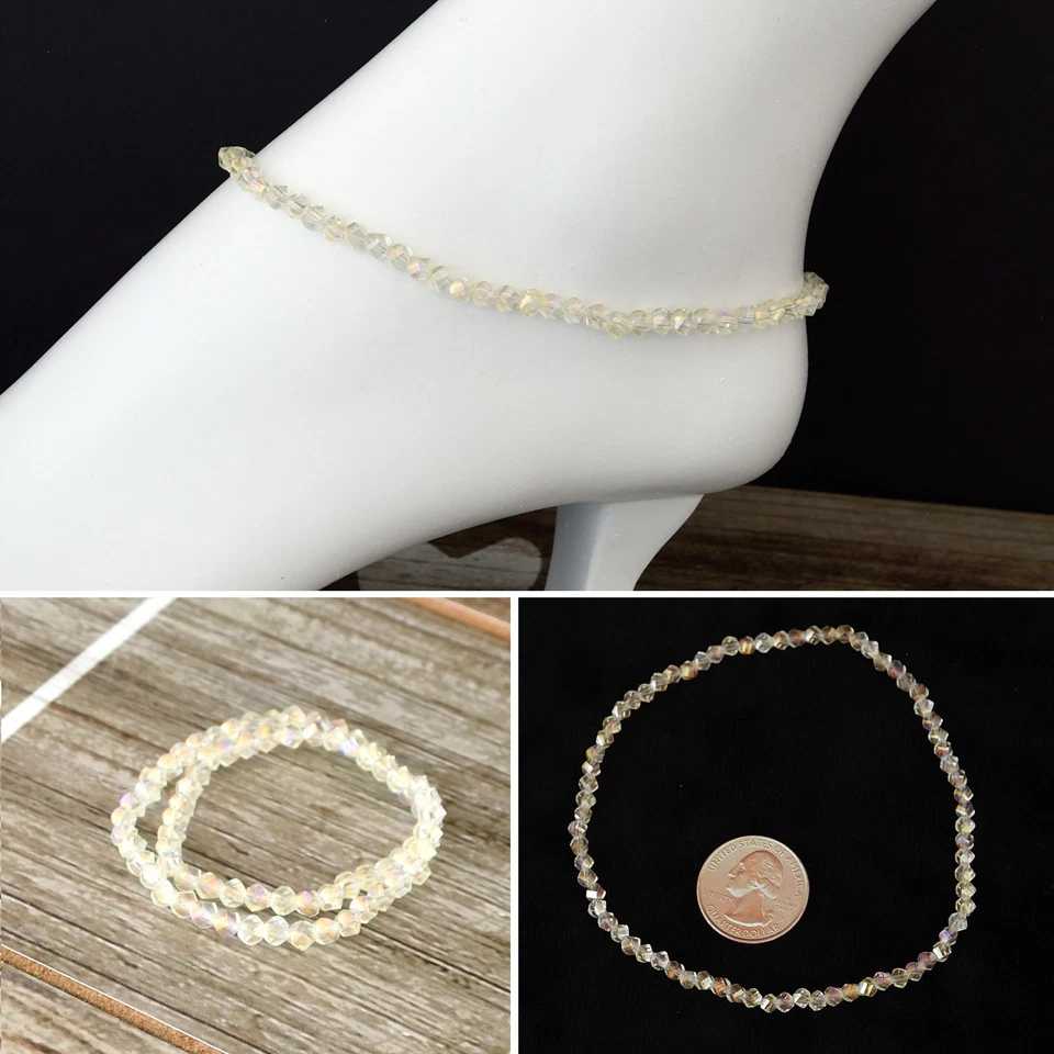 Brazalete de tobillo elástico con cuentas de cristal de corte angular Foto 1 de 1