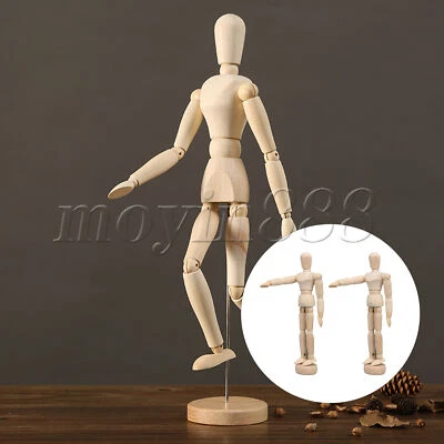 Wooden Poseable Mannequin Ornament 5.5 Inch for Home Office Decoration Set of 2 - Bild 1 von 4