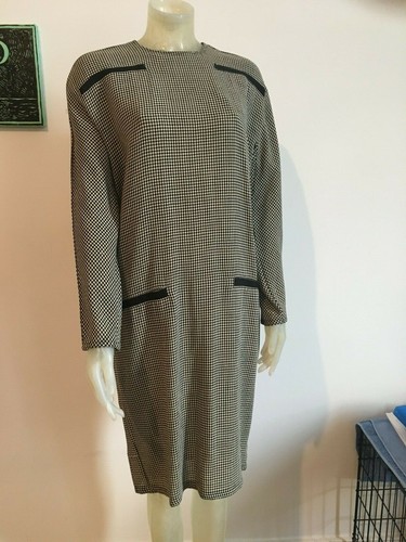 ABITO DONNA VINTAGE GIANNI VERSACE ANNI 90 STAMPA QUADRI IT 46 EUR 40 42 US 8