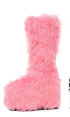 Brown Platform Fur Cover Furry Knee High GoGo Dancer Burning Man Snow Boots - Image 1 of 3
