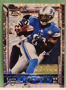 2015 Topps Chrome Calvin Johnson Detroit Lions X-Fractor - Imagen 1 de 2