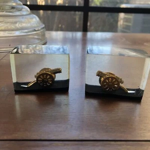 Gold Cannon Paperweights, Resin Block, Black Base, 2 inches - Picture 1 of 5