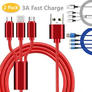 Multi Charging Cable, USB C Cable/iOS/Micro USB Fast Charger 3 in 1 Cord Connect - Picture 1 of 10