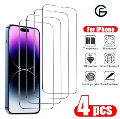 Pellicola VETRO Temperato per Apple iPhone 16 15 14 13 12 PRO MAX 11 - 4 Pezzi