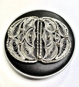 Vintage Czechoslovakia Post Victorian Filigree Metal Belt Buckle - Picture 1 of 8