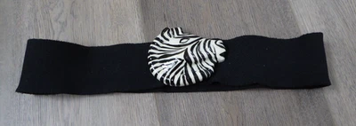 ZEBRA HEAD Fivela Preto e Branco e Cinto de Lona Elástico Exclusivo Safari Selva - Imagem 1 de 4