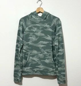 Athleta Girl In Your Element Hoodie XXL 16 Green Camouflage Pockets Long Sleeve - Picture 1 of 9