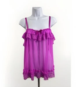 Victoria’s Secret Medium Lace Mesh Babydoll Sheer Cami Camisole Hot Pink 1 Piece - Picture 1 of 6