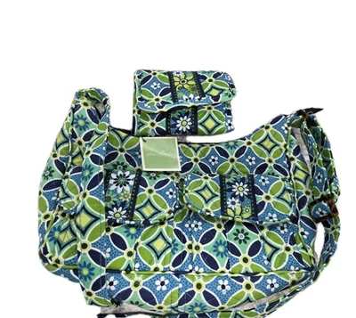 Vera Bradley Retired 2008 Daisy Daisy Cargo Sling Bag Crossbody Floral + Wallet  - Image 1 of 4