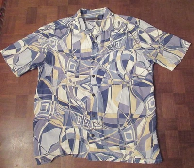Axis 抽象艺术装饰几何丝绸纽扣前夏威夷衬衫中号 — 第 1/4 张图片