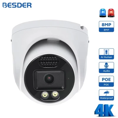 8MP POE Camera with SD Card Slot Outdoor Human Detection Night Vision 2.8mm Len  - Image 1 of 4