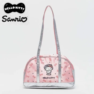 Mini arco de lona rosa Sanrio Hello Kitty metálico plateado Y2K ropa de calle Foto 1 de 4