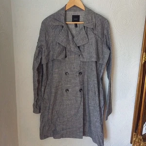 Forever 21 L UK 14 16 Damen grau Leinen Mix Sommer Staubmantel Trenchcoat Freizeit - Bild 1 von 7