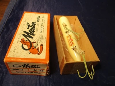 VINTAGE MARTIN SALMON PLUG WOOD FISHING LURE W BOX 4M-2 NICE SEATTLE WA - Image 1 of 4